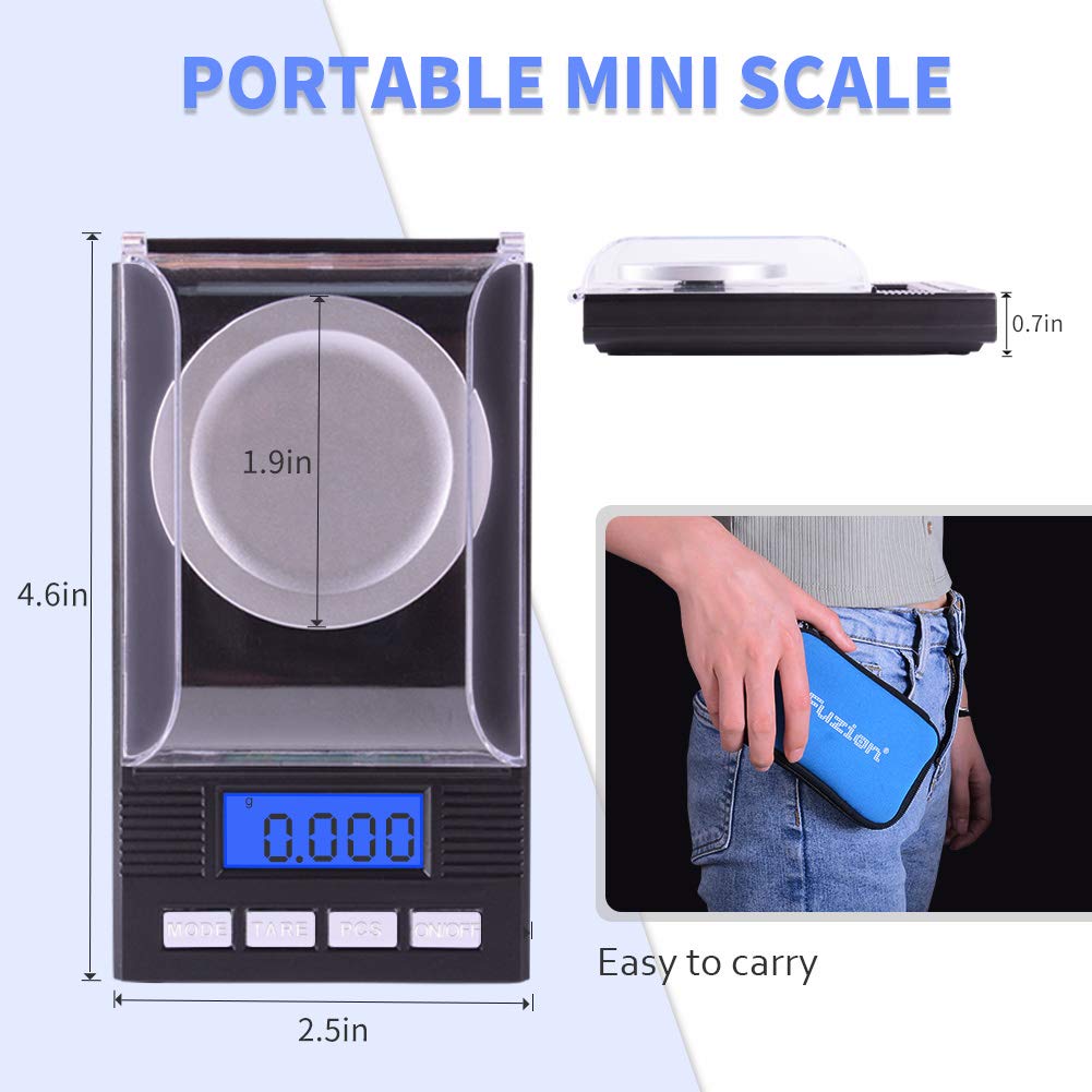 Fuzion Digital Milligram Scale 50g/ 0.001g, Portable Jewelry Scale with
