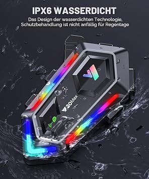 Motorcycle Helmet Speaker Waterproof Motorcycle Helmet Intercom Communication System Bluetooth Headset Earphone Hi-Fi IPX6 All Helmets 1000mAh 300M Music Sharing GPS Soft Microphone