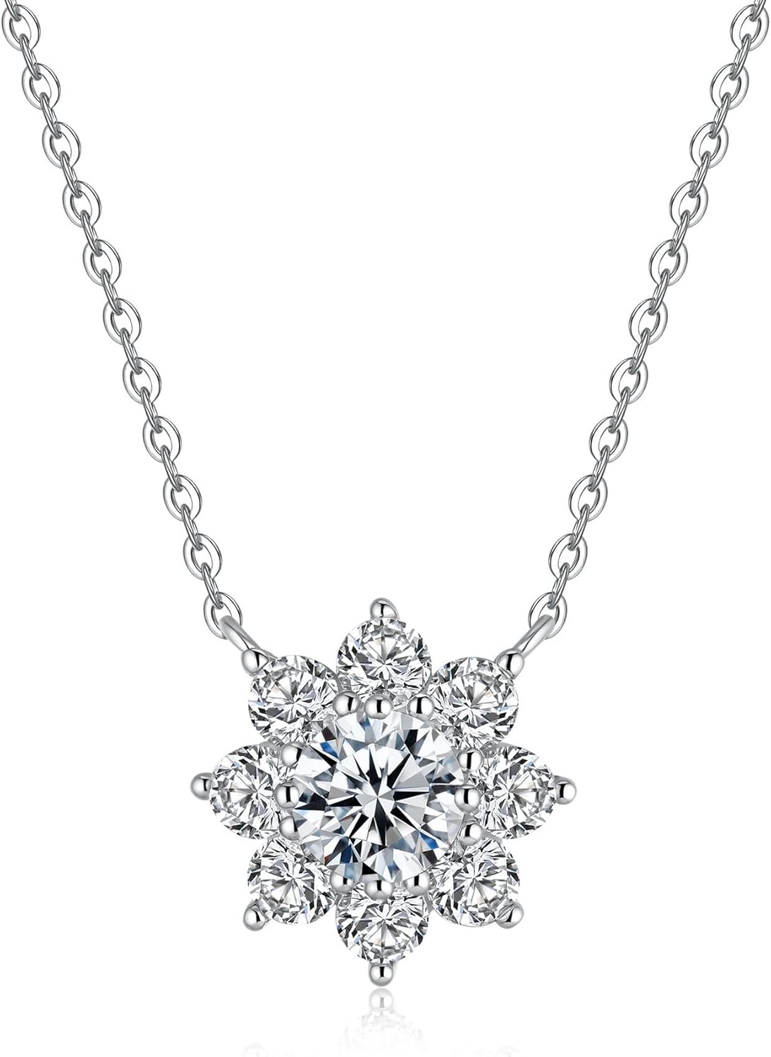 S925 Sterling Silver 14K Gold Plated Moissanite Pendant Necklace for Women, Sunflower Classic Elegant Jewelry Gift for Valentine's Day/Mother's Day