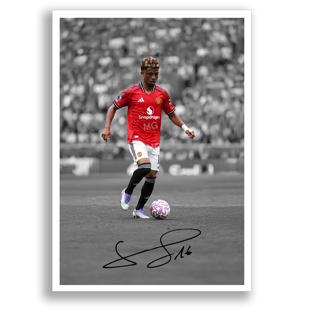 Mounted Gifts Trading A3 Poster Only B+W Amad Diallo Manchester United Signed Photo Poster Print Picture Display Framed Autograph Memorabilia For Football Fans Gift Man Utd Ivory Coast (A3 Poster Only B+W)