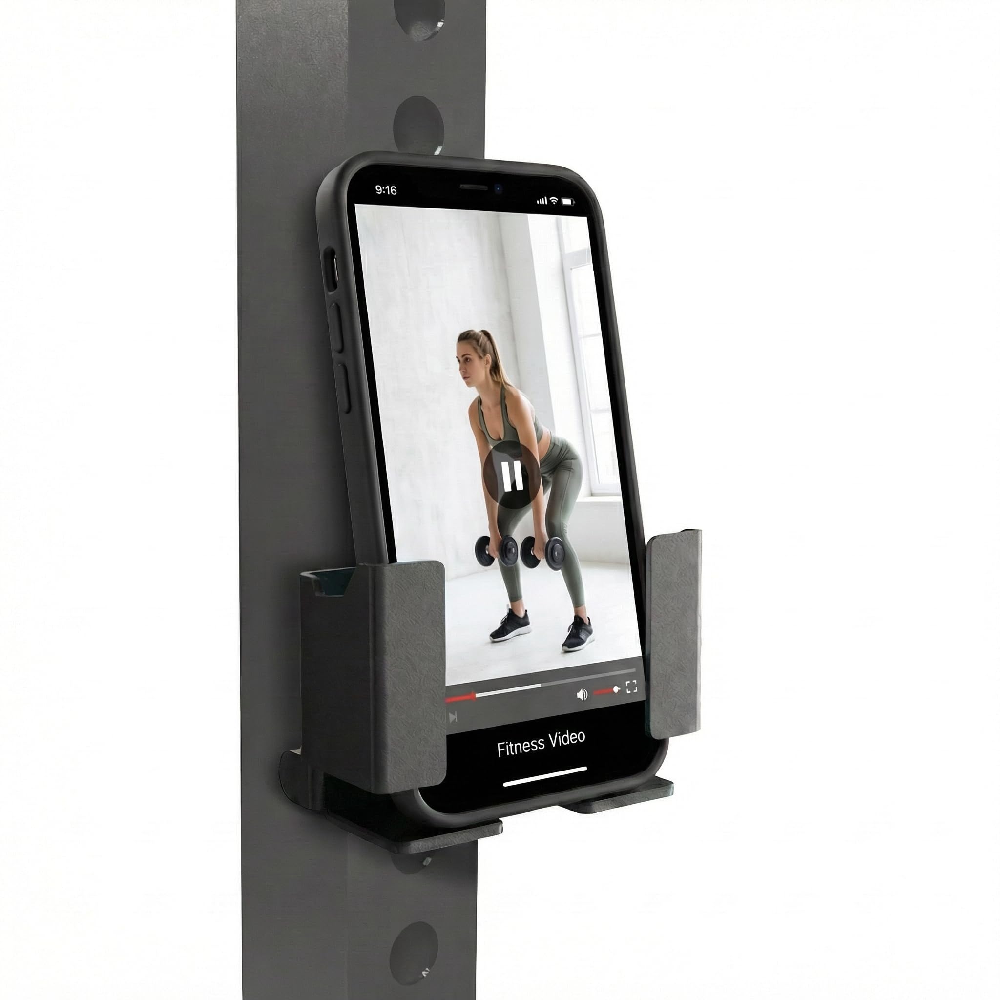 J Bryant Power Rack Phone Mount for 3ร3 Uprights, Hook-On Smartphone Holder for Squat Rack, Tool-Free Installation, Vertical & Horizontal Viewing, Fits Phones up to 3.22โ Wide