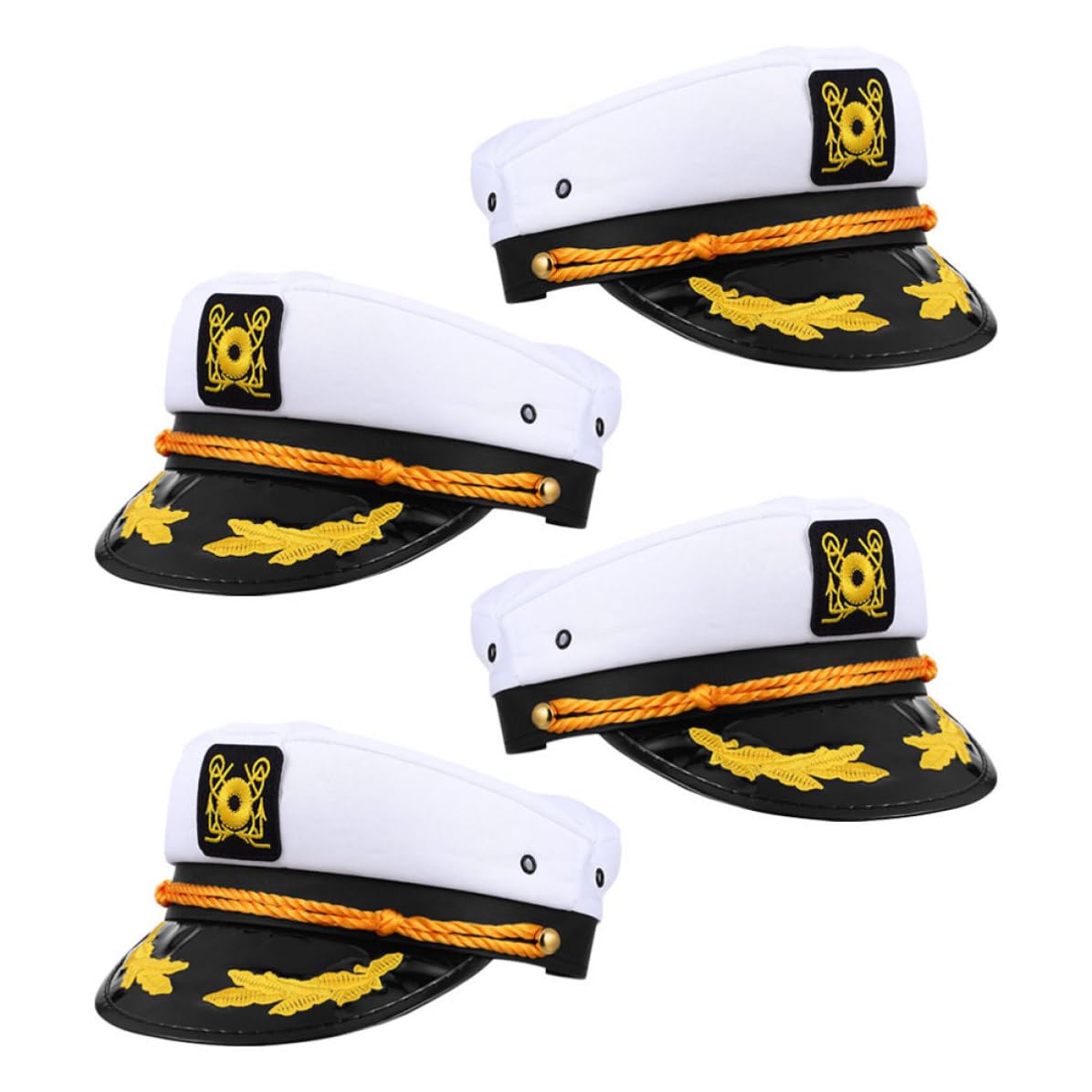 Healeved 8 Pezzi Cappello Bianco in Poliestere Ricamato Regolabile da Capitano