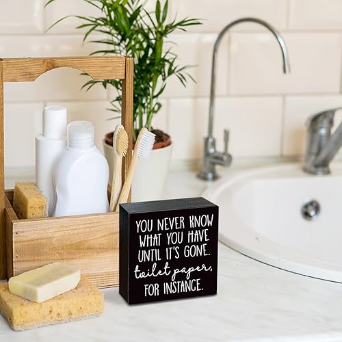 Miniatura 4 de Letrero de escritorio de baño, decoración divertida de baño, decoración del hogar de granja, decoración de caja negra, letreros de caja negra,