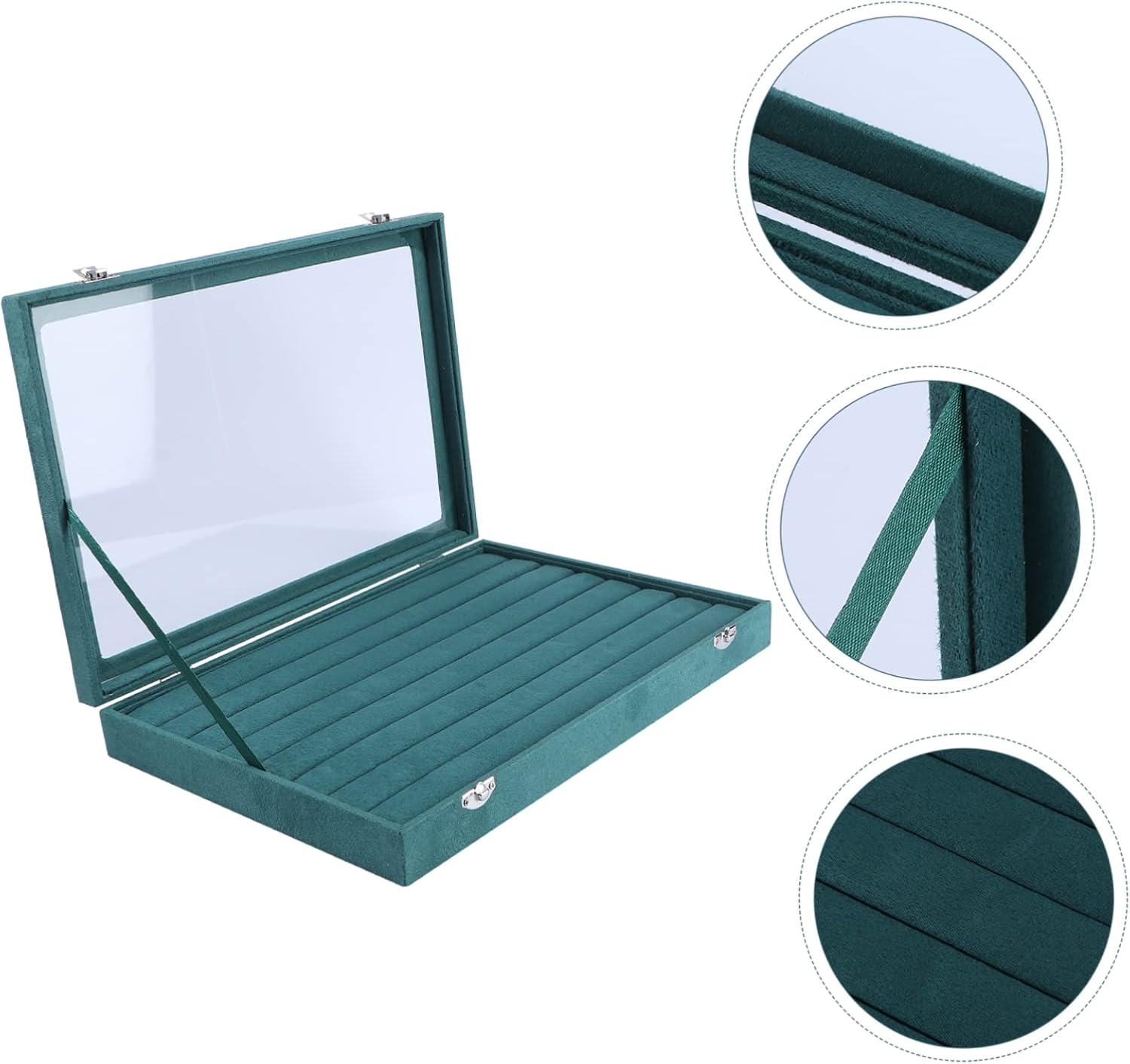 Green Lint Jewelry Box for Rings Storage, Layered Fashion Organizer Xmas image 2