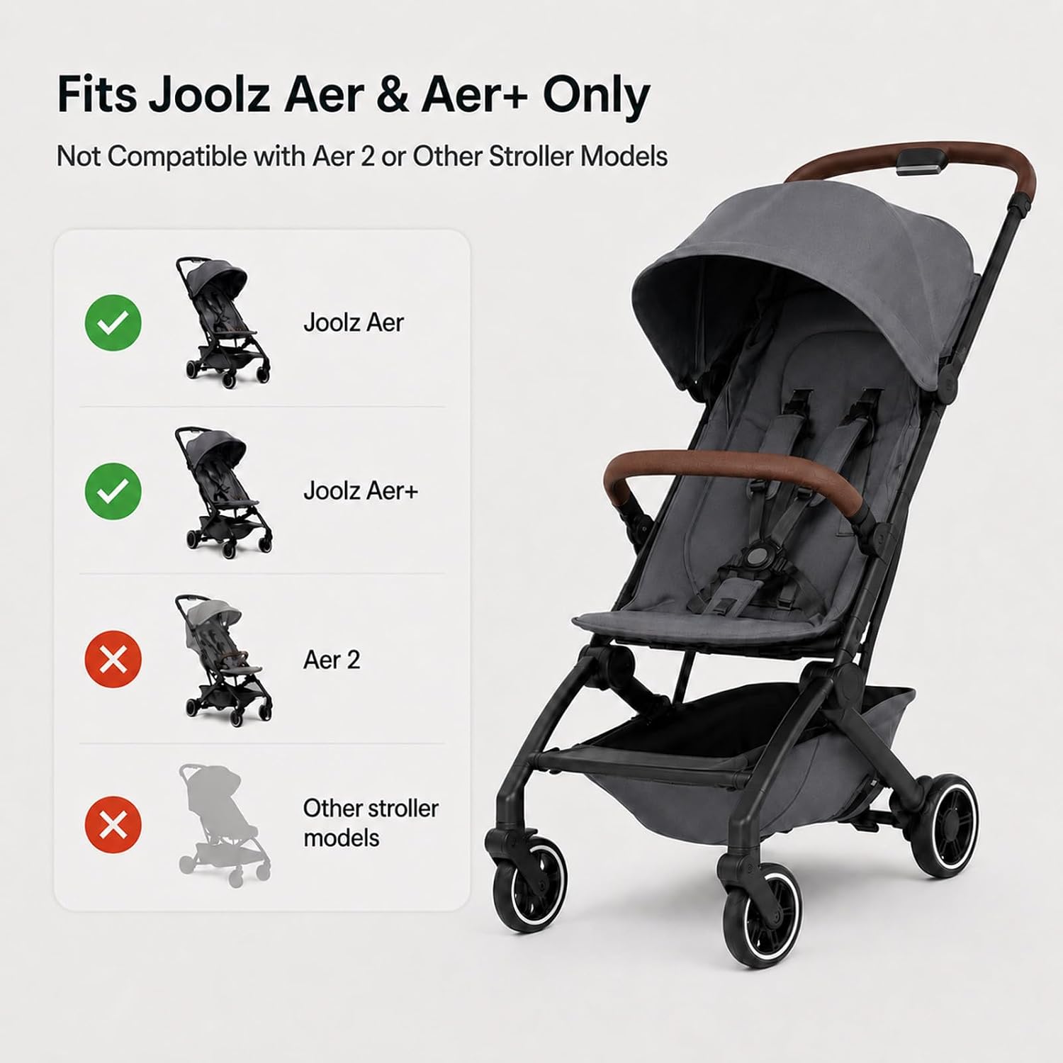 Foldable Bumper Bar Compatible with AER+ & Dot Stroller-One-Hand Open Armrest- Easy Installation-Textured Leather Finish(Mocha Brown)