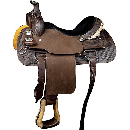 HILASON Western Horse Saddle American Leather Ranch Roping Cowboy | Hand Tooled | Horse Saddle | Western Saddle | Wade & Roping Saddle | Horse Leather Saddle | Saddle for Horses