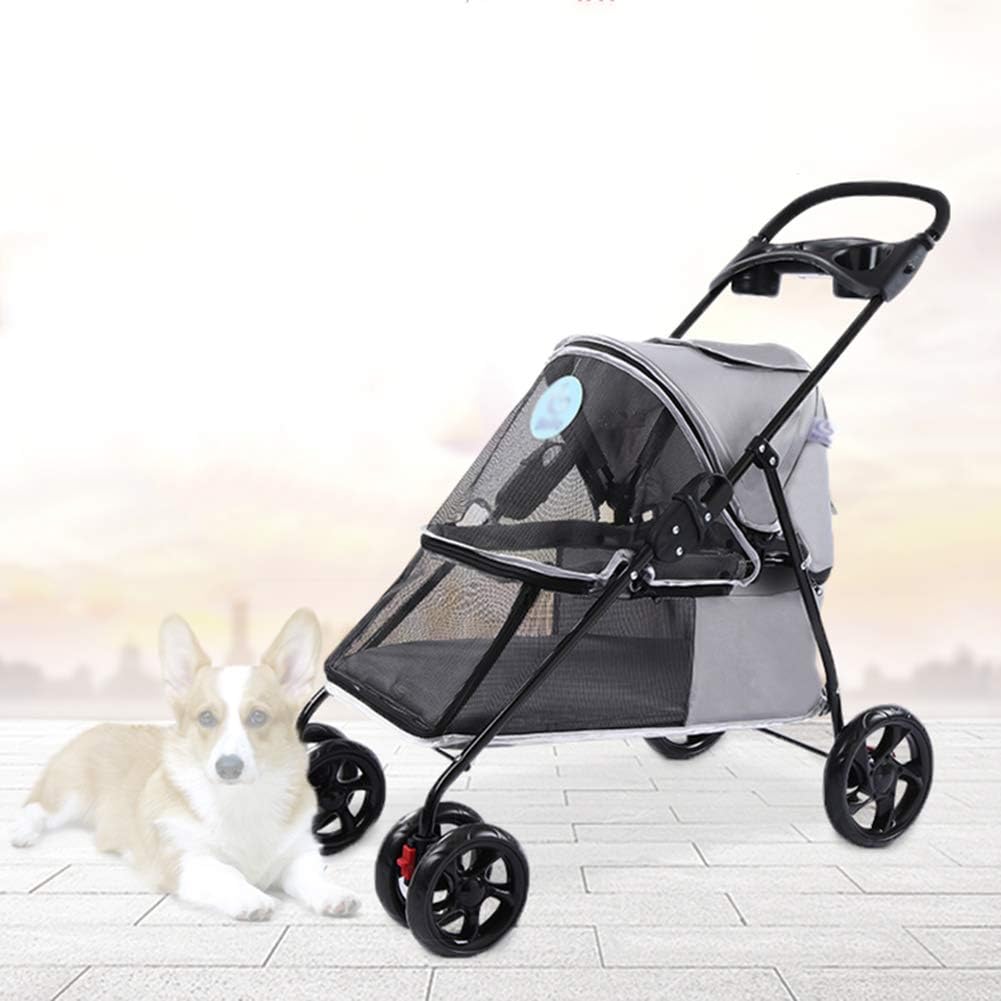 Large Field of Vision Pet Stroller Suitable for Travel for Cats/Dogs Ceiling Detachable Pet Travel Stroller Red (Purple)
