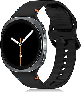 [SinRenn] シリコンバンド Samsung Galaxy Watch 8 (40mm 44mm) 対応 スマートウォッチ ベルト 柔らかい スポーツ ストラップ 時計ベルト 防水性 軽量 柔軟なシリコン製 柔らかい 通気 レディース メンズ サムスン Samsung Galaxy Watch 8 Classic 46mm 2025 交換バンド（ブラック/L）