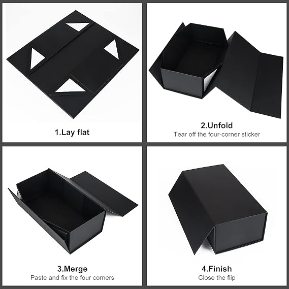Black Gift Box 12 x 6 x 4 with Magnetic Closure Lid Gifts Boxe for Presents,Bridesmaid Gifts Boxes,Cute Box,Birthday Gift Boxe,Luxury for Gifts Packaging, Magnetic Gift Boxes for Wrapping Gifts (Black)