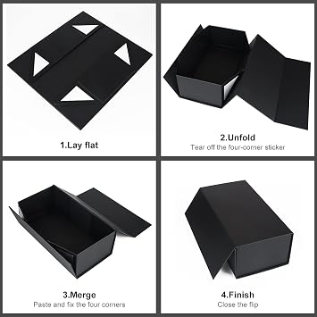 Black Gift Box 12 x 6 x 4 with Magnetic Closure Lid Gifts Boxe for Presents,Bridesmaid Gifts Boxes,Cute Box,Birthday Gift Boxe,Luxury for Gifts Packaging, Magnetic Gift Boxes for Wrapping Gifts (Black)