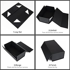 Black Gift Box 12 x 6 x 4 with Magnetic Closure Lid Gifts Boxe for Presents,Bridesmaid Gifts Boxes,Cute Box,Birthday Gift Boxe,Luxury for Gifts Packaging, Magnetic Gift Boxes for Wrapping Gifts (Black)