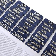 Leather Bible Tabs for Women and Men, Large Print Gold Foil Bible Book Tabs, 66 Bible Tabs for Easy Navigation of the Old and New Testament, Additional 9 Blank Tabs, Bible Study Supplies Dark Blue