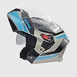 Studds Trooper Dv D1 Isi and Dot Certified Gloss Finish Flip-Up Full Face Motorcycling Helmet for Men and Women with Inner Sun Visor(Grey N1 L)