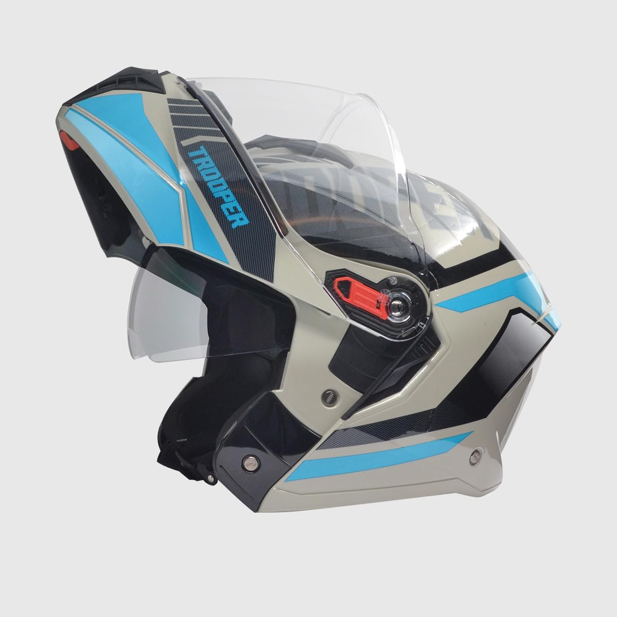 Studds Trooper Dv D1 Isi and Dot Certified Matt Finish Flip-Up Full Face Motorcycling Helmet for Men and Women with Inner Sun Visor(Matt Grey N1 XL)-image-37