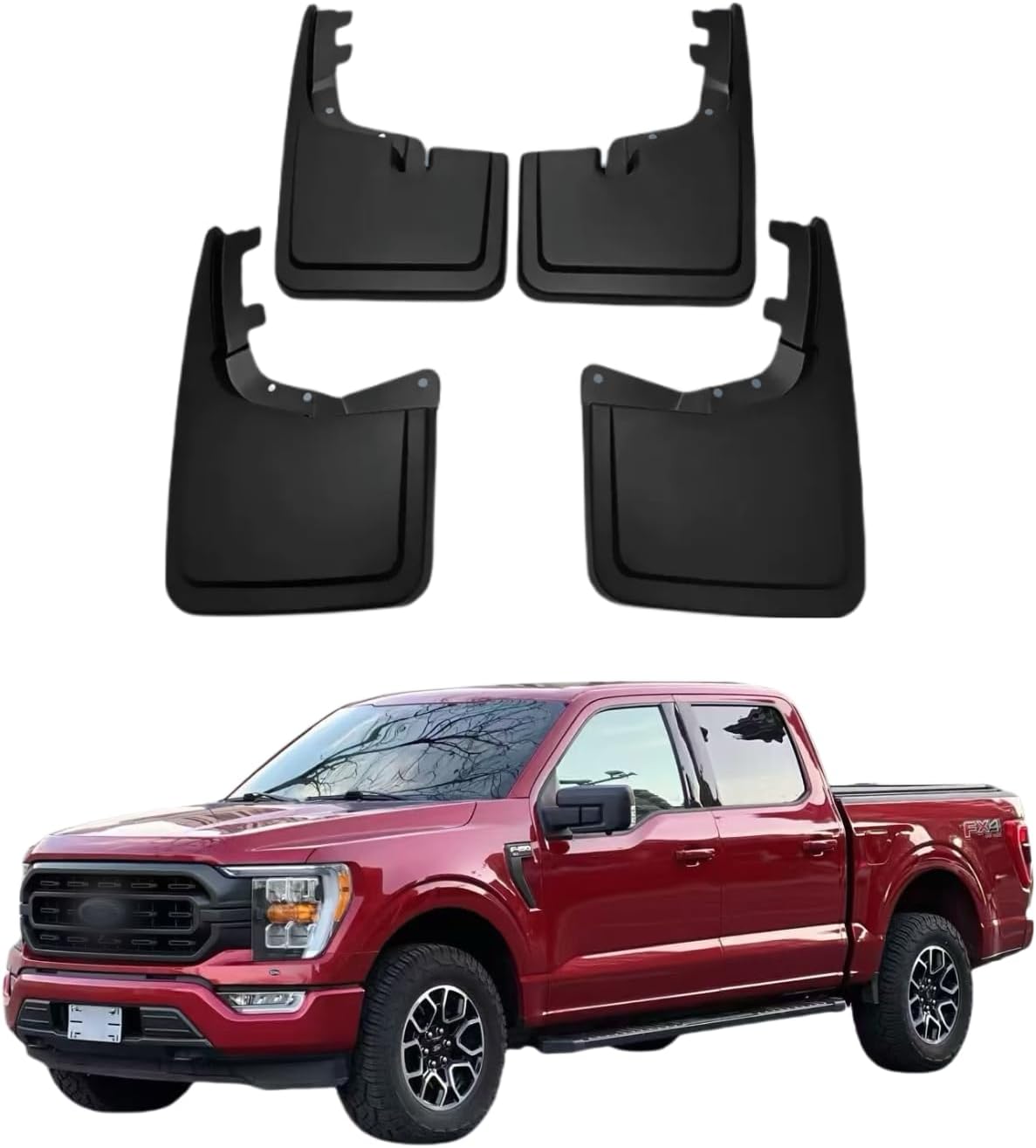 Mud Flaps for Ford F150 2021-2026, No Drilling Front & Rear Splash Guards - Not Fit Raptor, Lightning & Models with Fender Flares