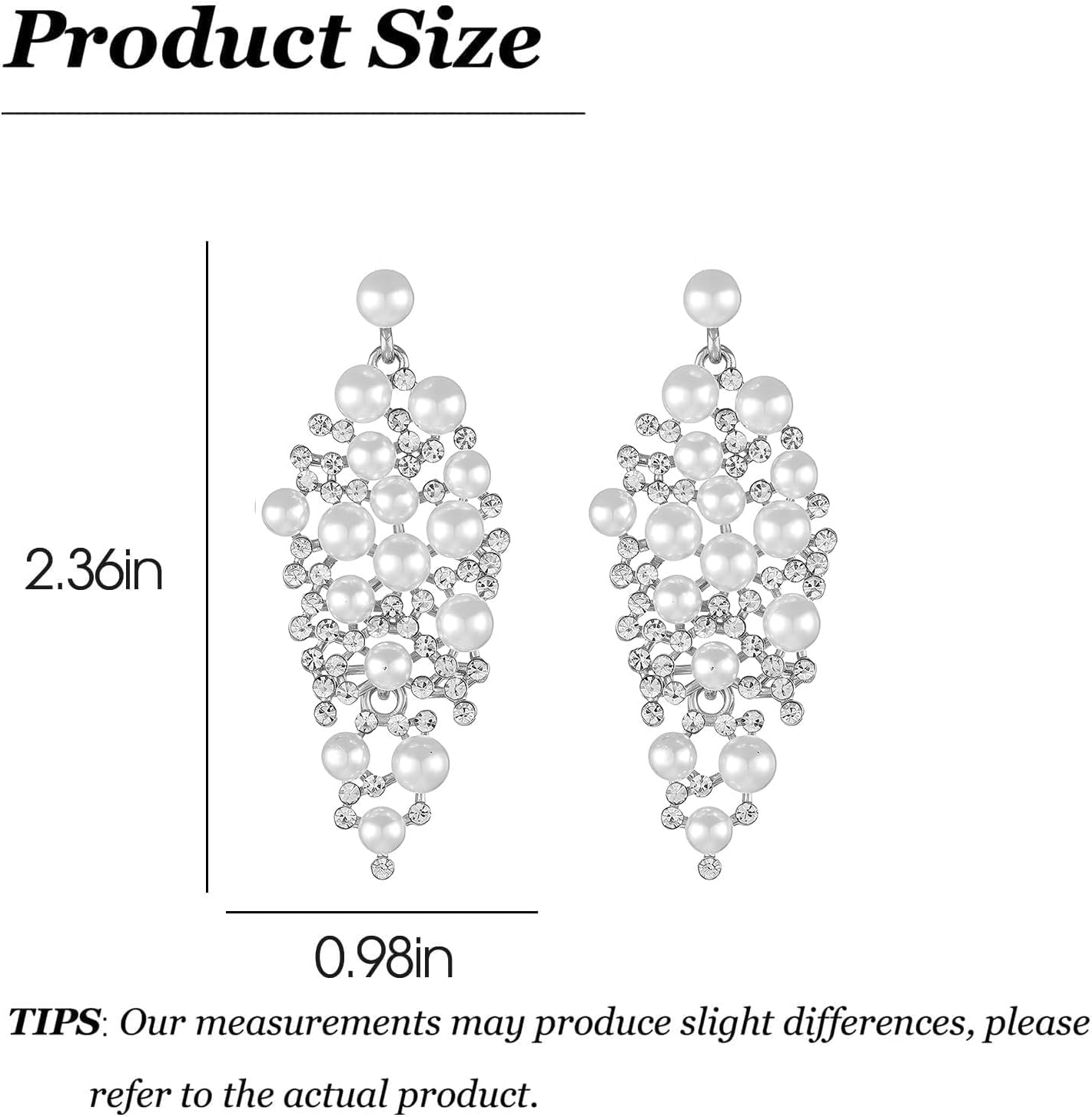 Chandelier Earrings Silver White Pearl Drop Dangle Earrings for Women Bridal Earrings for Wedding Pearl Prom Jewelry - Image 6