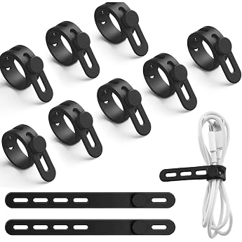Pack of 20 Silicone Cable Ties Black Reusable Cable Management Reusable Cable Management Cable Ties Resealable with Lock Buckle for Travel at Home