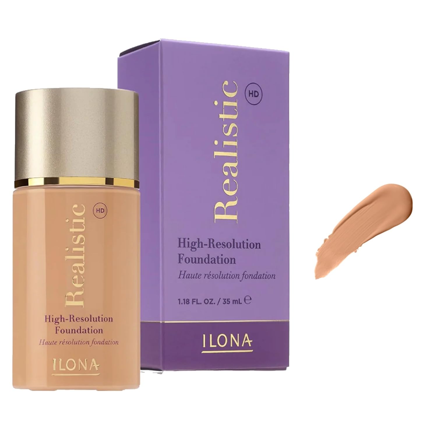 ILONA Realistic™ HD High-Definition Makeup Foundation | 1.18 Fl Oz | Real Taupe