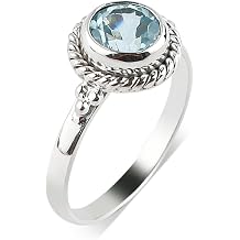 925 Sterling Silver Boho Ring, Natural Gemstones Stones, Solitaire Handmade Hypoallergenic Jewelry for Women, Birthday Healing Crystals Statement Rings, Christmas Gift