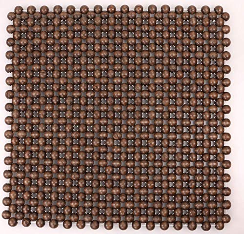 Funda de asiento con cuentas de madera natural y diseño cuadrado 4