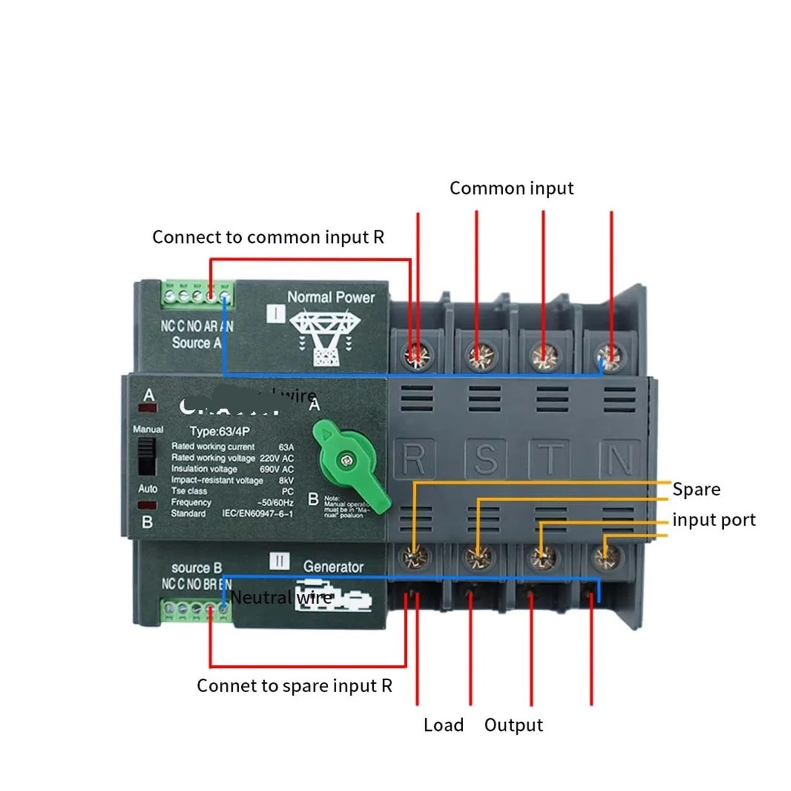 Interruttore Di Trasferimento Automatico TOQ7 Tipo Binario Fotovoltaico - 4
