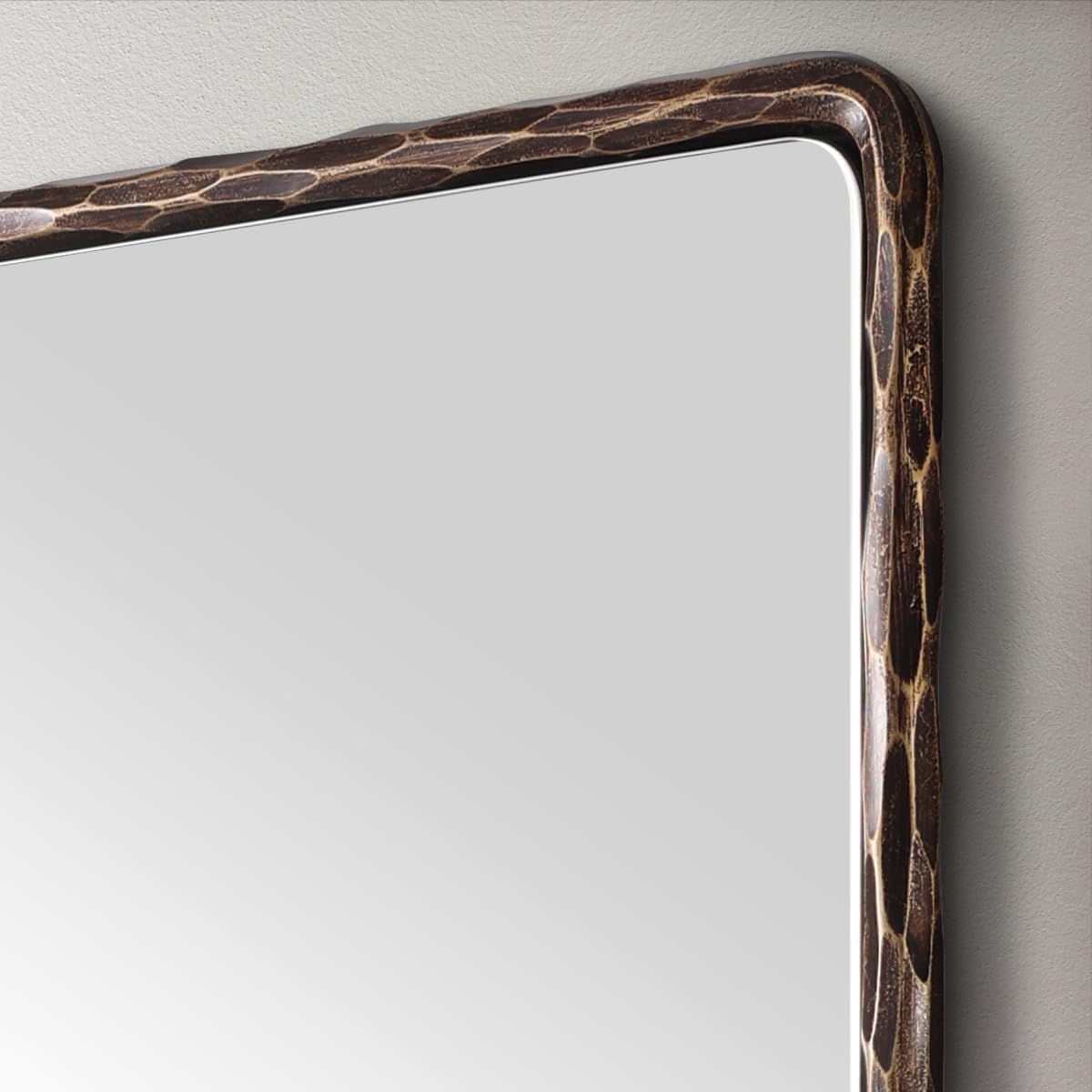 ANDY STAR Hand-Forged Bronze Bathroom Mirror for Wall, 24x36 Inch Vintage Solid Steel Metal Frame Bathroom Vanity Mirror, Antique Rounded Rectangle Wall Mirror, Hangs Horizontally or Vertically