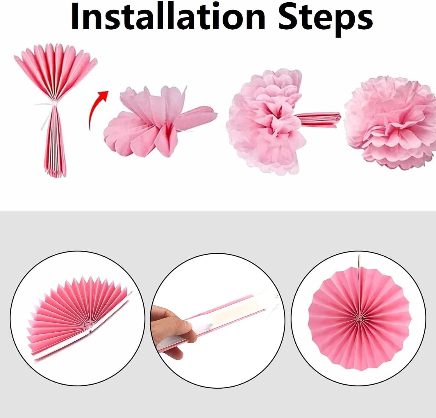 Pack of 18 Paper Party Decoration Set, Paper Pompoms Decorations Paper Fan Pompoms for Wedding Party Birthday Carnival Festival Baby Shower (Green)