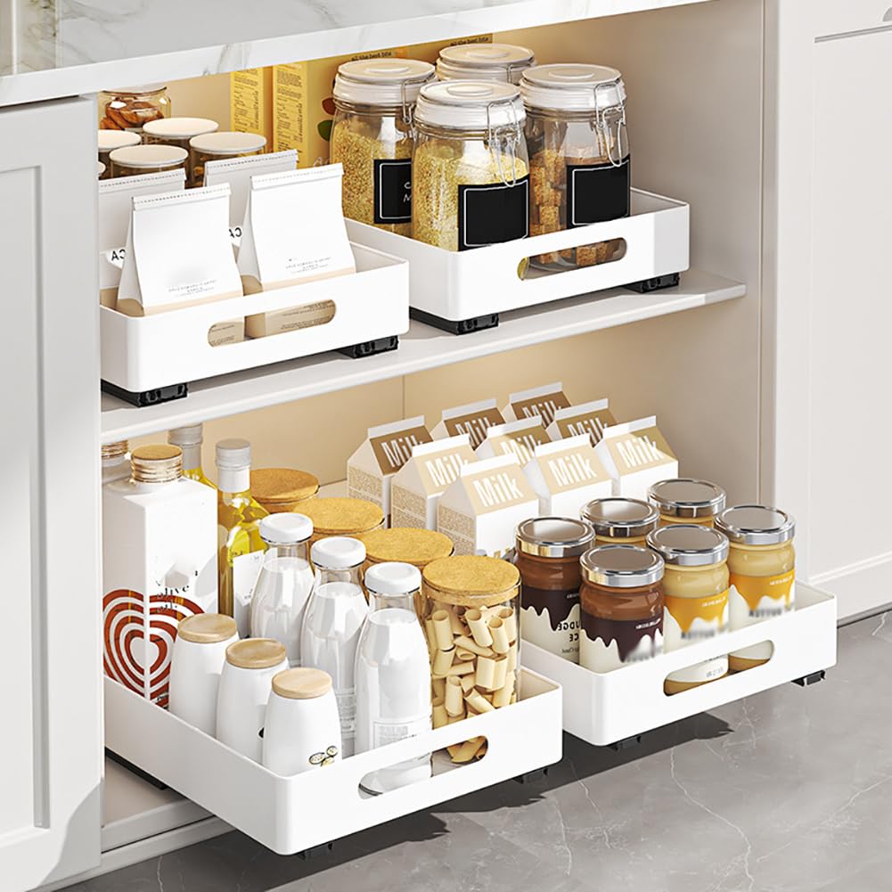 Gitohoni Pull Out Cabinet Organizer | No-Drill Sliding Drawers For Kitchen & Pantry | Black Carbon Steel Slide Out Shelves - View #9