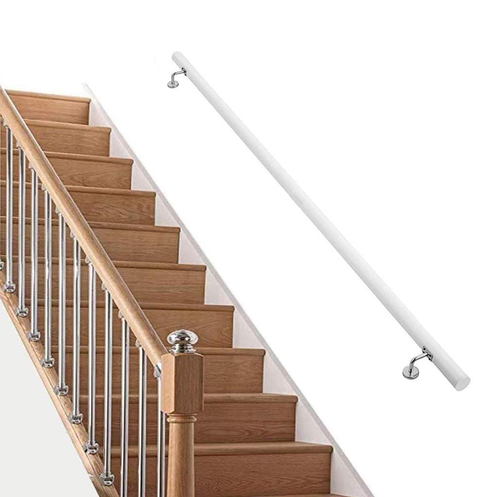 Main courante d'escalier en bois blanc pour couloir de style industriel