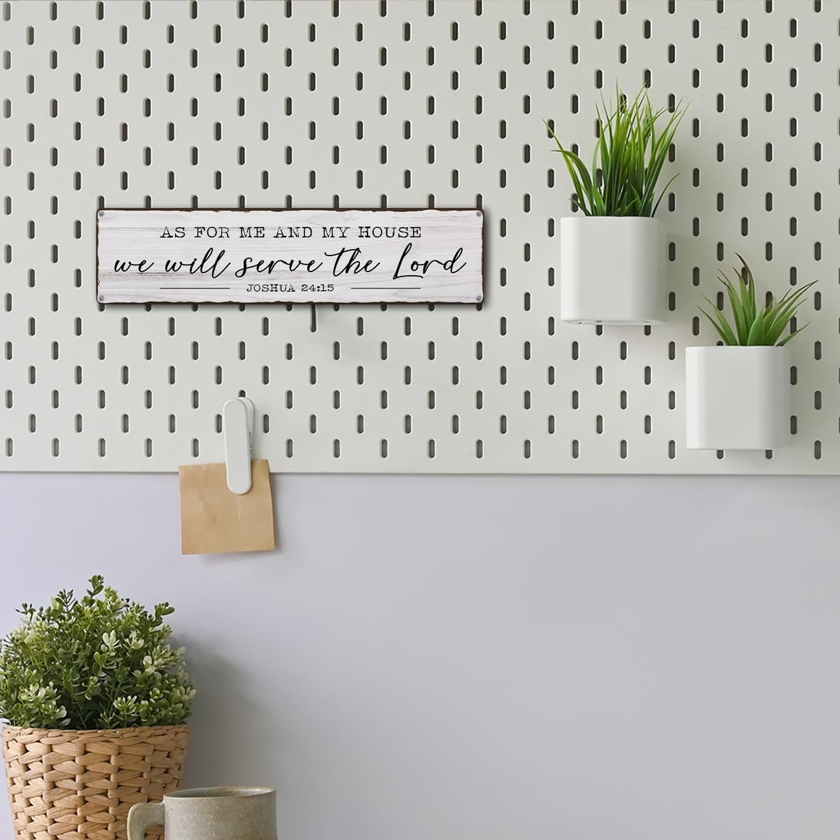 As for Me and My House We Will Serve the Lord Metal Tin Sign, Retro Metal Tin Sign, Bible Verse Art Decor for the Home, Kitchen, Living Room, Christian Gifts 15.8x4 Inch