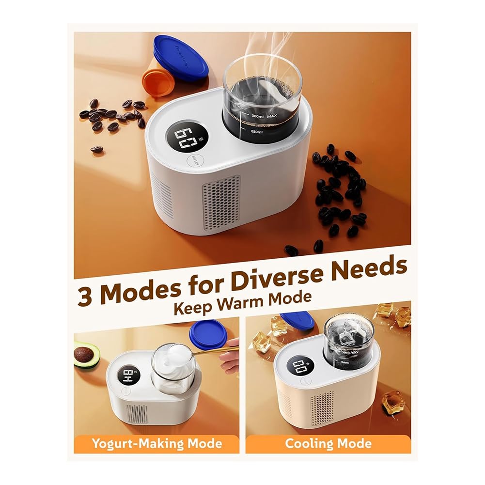Calentador de Tazas de Café, Mini Refrigerador para Vino, Calentador de Tazas para Escritorio (Enfriamiento, Calentamiento y Fermentación)