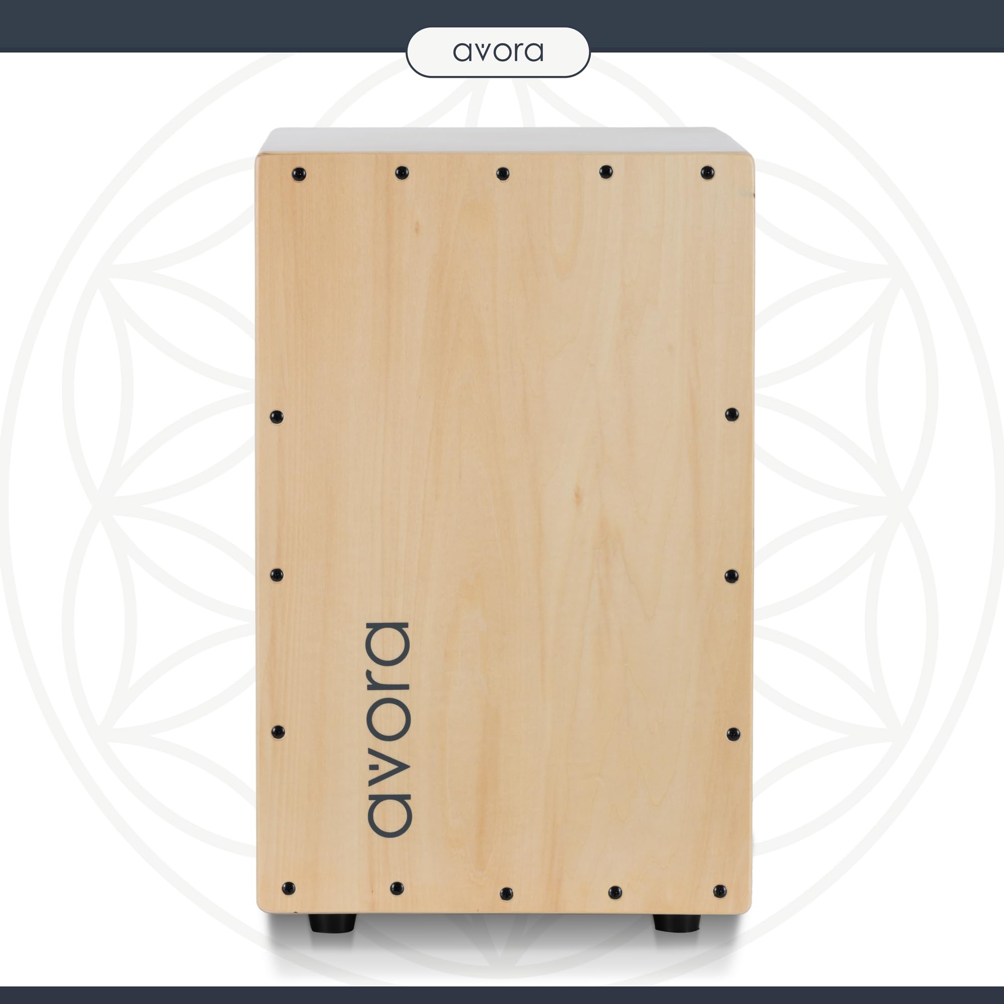 Avora Cajon Basswood - Cassa a Percussione con Corde di Chitarra Accordabili - Cajon & Suono Caldo - Effetto Snare - Include Cuscino in Neoprene per Lunghe Sessioni - Strumento in Tiglio - Naturale