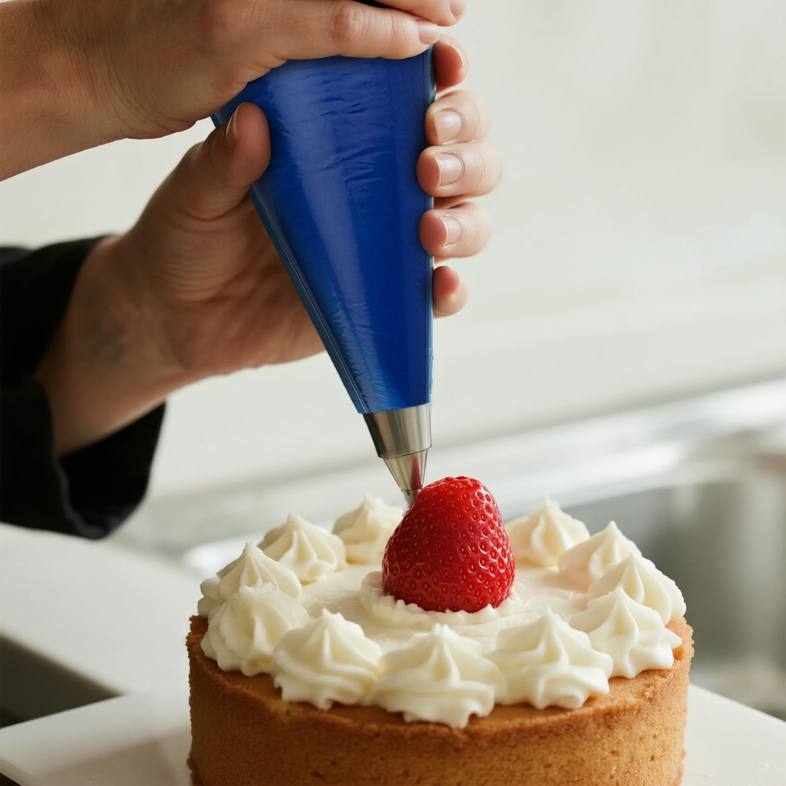 Lot de 200 grandes poches à douille épaisses de 53,3 cm pour pâtisserie maison, décoration de gâteau, dessert - Bleu
