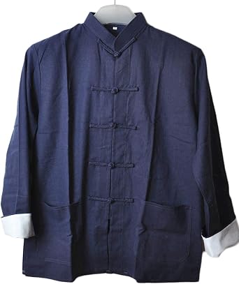 Mens Cotton Linen Kung Fu Shirt Chinese Traditional Tang Suit Tai Chi Blouse Long Sleeve Jacket Coats