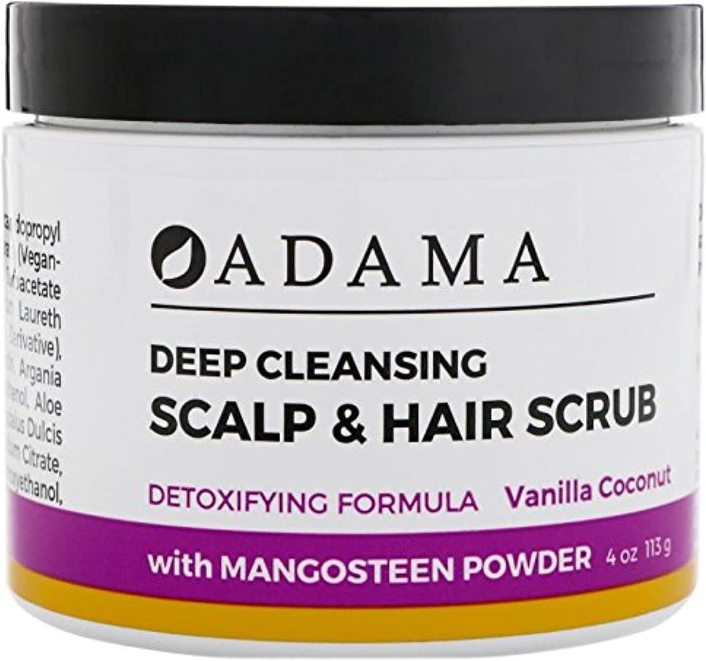 Zion Health Adama Deep Cleansing Scalp & Hair Scrub, Vanilla Coconut, 4oz (113 g)