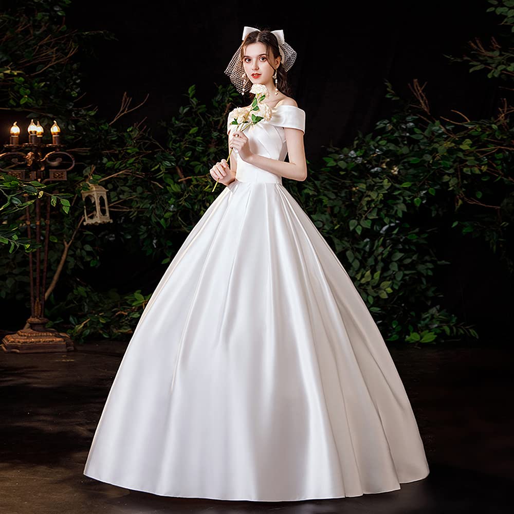 Amazon | [TRVELBETT] ウェディングドレス 結婚式 ロング サテン 花嫁 