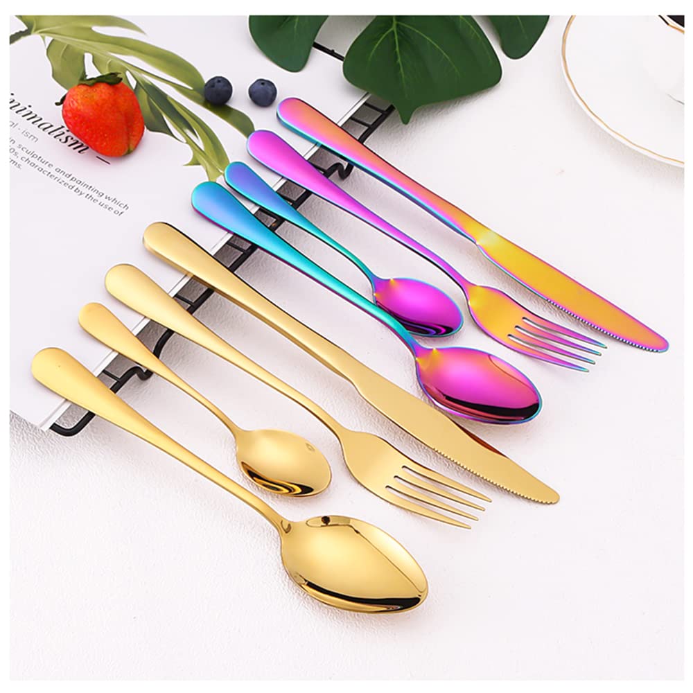 Wakects Juego de Cubiertos, Juegos de Vajilla de Acero Inoxidable, Cubiertos con Acabado de Espejo en Estuche de Madera, Juego de Vajilla para Fiesta, para Cocina Casera, Restaurante,