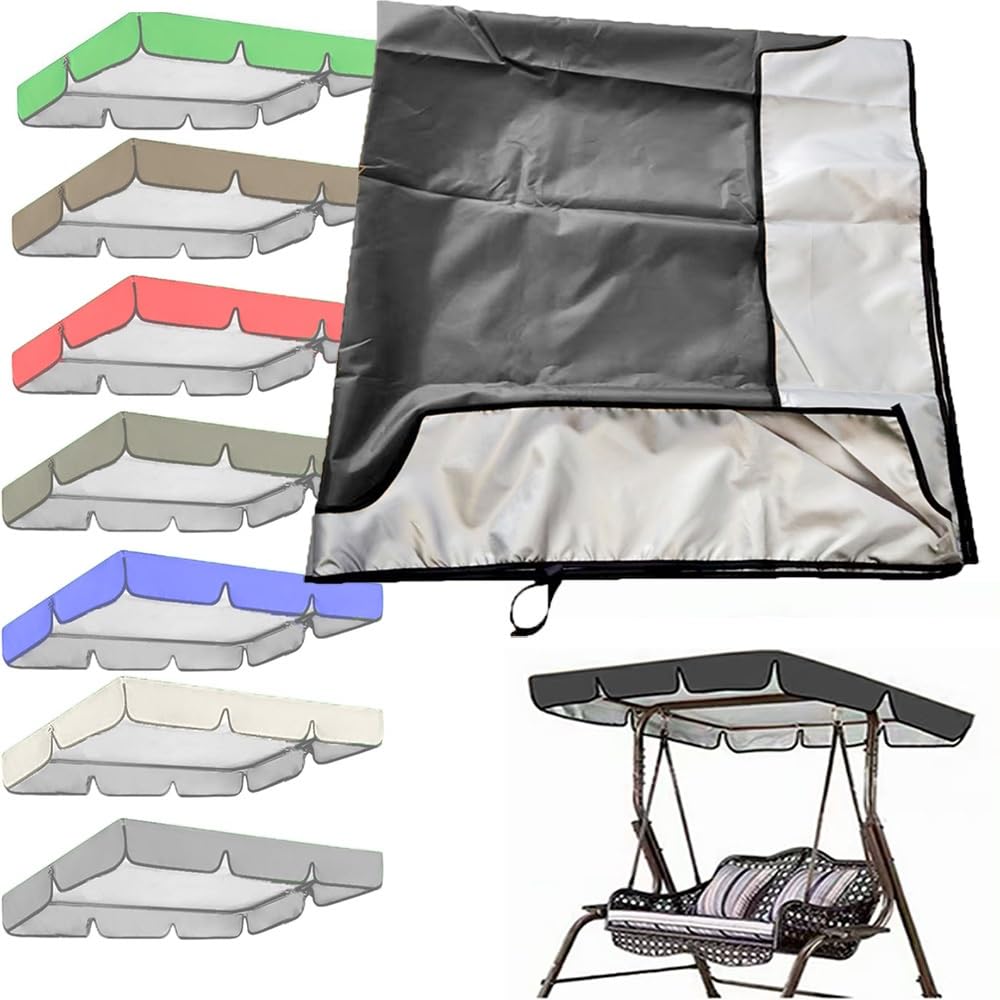 Copertura per Altalena Hollywood, Impermeabile Tenda di Ricambio per Altalena da Giardino Patio Esterno 2-3 Posti Baldacchino per Dondolo Altalena(Grey,190x132 CM (75x52 inch))