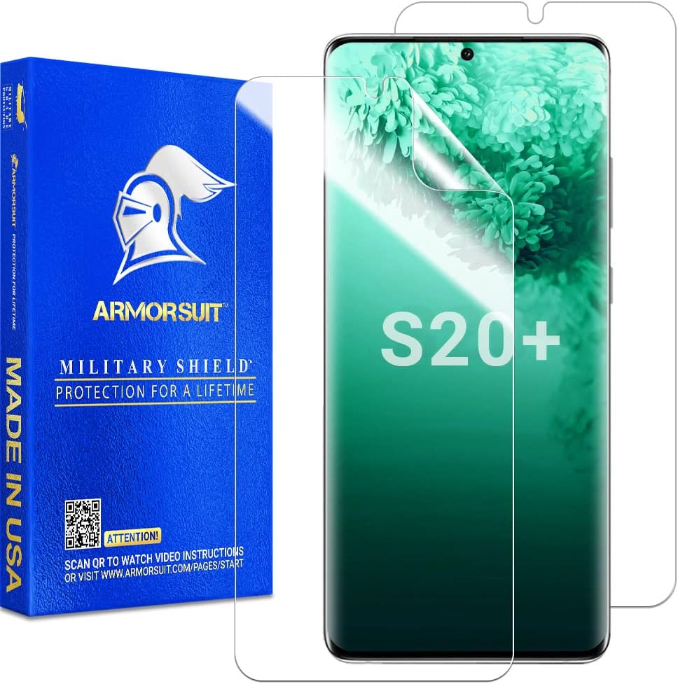 [2 Pack] MilitaryShield Screen Protector Designed For Samsung Galaxy S20 Plus/Galaxy S20+ 5G (6.7") Case Frienldy Ultrasonic Fingerprint Compatible Anti-Bubble HD Clear Film