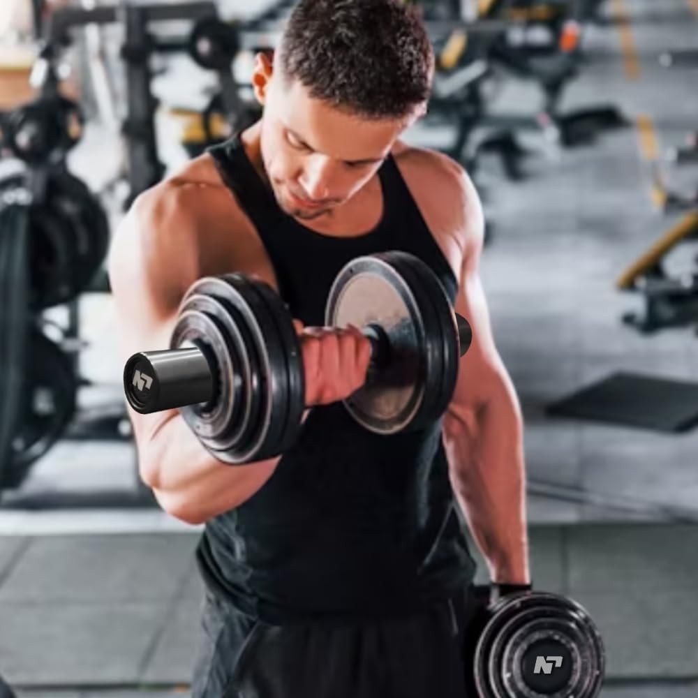 Pair of 16" Olympic Dumbbell Handles, Loadable Dumbbell Bars in Commercial Grade for 2-inch Olympic Weight Plates Great for Home Gym Strength Training, Weight Barbells with 2 Pair of Spring Collars, Red