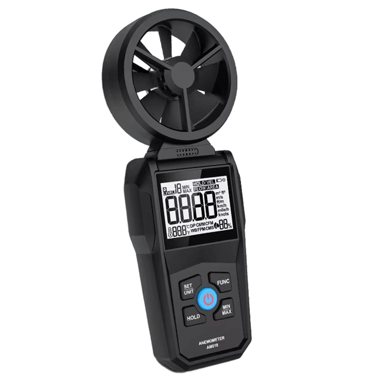 Anemometr cyfrowy, ręczny miernik prędkości wiatru do pomiaru prędkości wiatru, temperatury i maksymalnej/MIN, podświetlenie, mini anemometr do windsurfingu, żeglarstwa, wędkarstwa