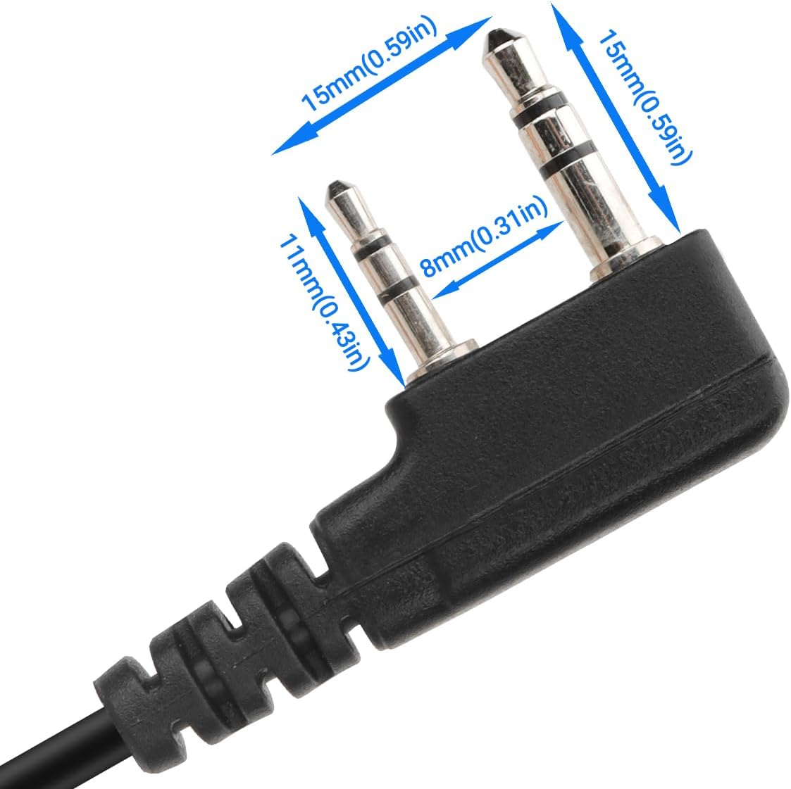 BAOFENG Walkie Talkies Earpiece Adapter Accessories Ham Radio Headset 2 Pin to 3.5mm Compatible UV-5R Mini BF-F8HP PRO 5RM UV-32 UV-5G Plus DM-32 Quangsheng UV-K5 8 UV-K6 K5PLUS Two Way Radio