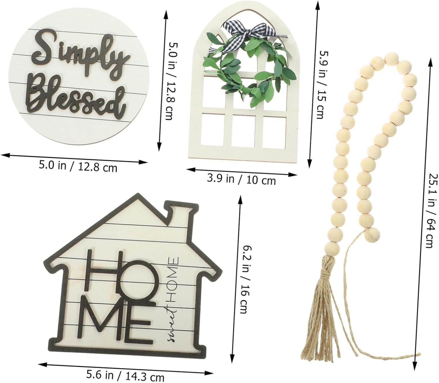 Farmhouse Tiered Tray Decor Set with Wooden Sign and Faux Succulent