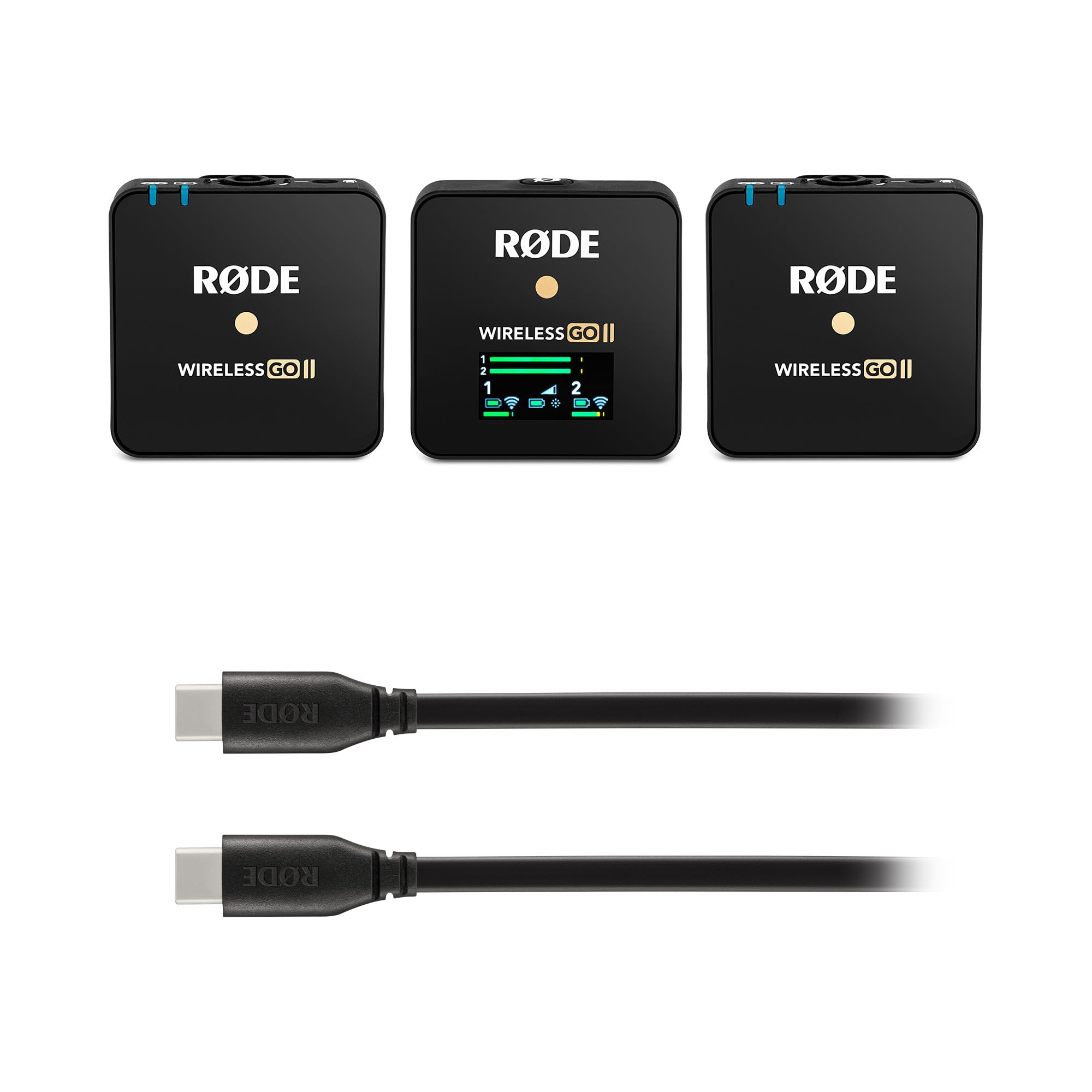 RØDE Wireless GO II Ultrakompaktes drahtloses Zweikanal-Mikrofonsystem + SC17 USB-C-auf-USB-C-Kabel (1,5 m - Android- und Mac-kompatibel) für Filmaufnahmen, Interviews und die Erstellung von Inhalten
