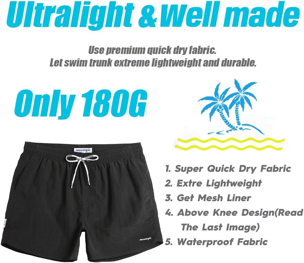 maamgic Mens Swim Trunks 5" with Mesh Lining Quick Dry Bathing Suits for Men Swim Shorts Swimwear - Image 4