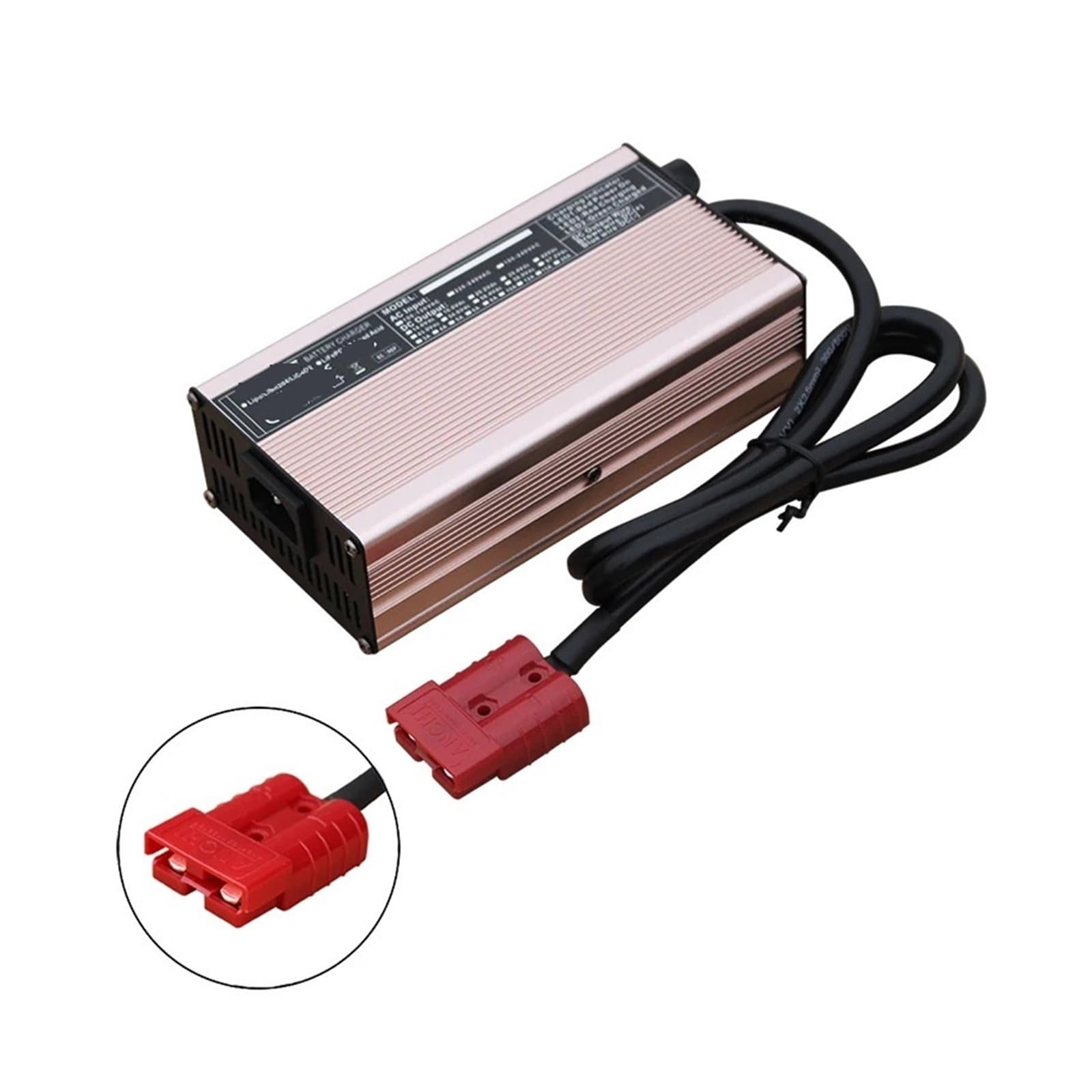 Caricabatterie per batterie al Piombo Caricabatterie 24V 20A for batterie al Piombo AGM Gel, Riparazione a impulsi, Uscita di Carica 27,6V con Ventola, Guscio in Alluminio(Red Plugs,E+U 220V)