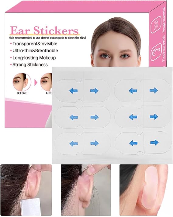 Ear Stickers to Hold Back The Ear, Clear Ear Support Patches, Invisible Ear Tapes, Ear Stickers Adults, Cosmetic Ear Corrector for Fixing Ears