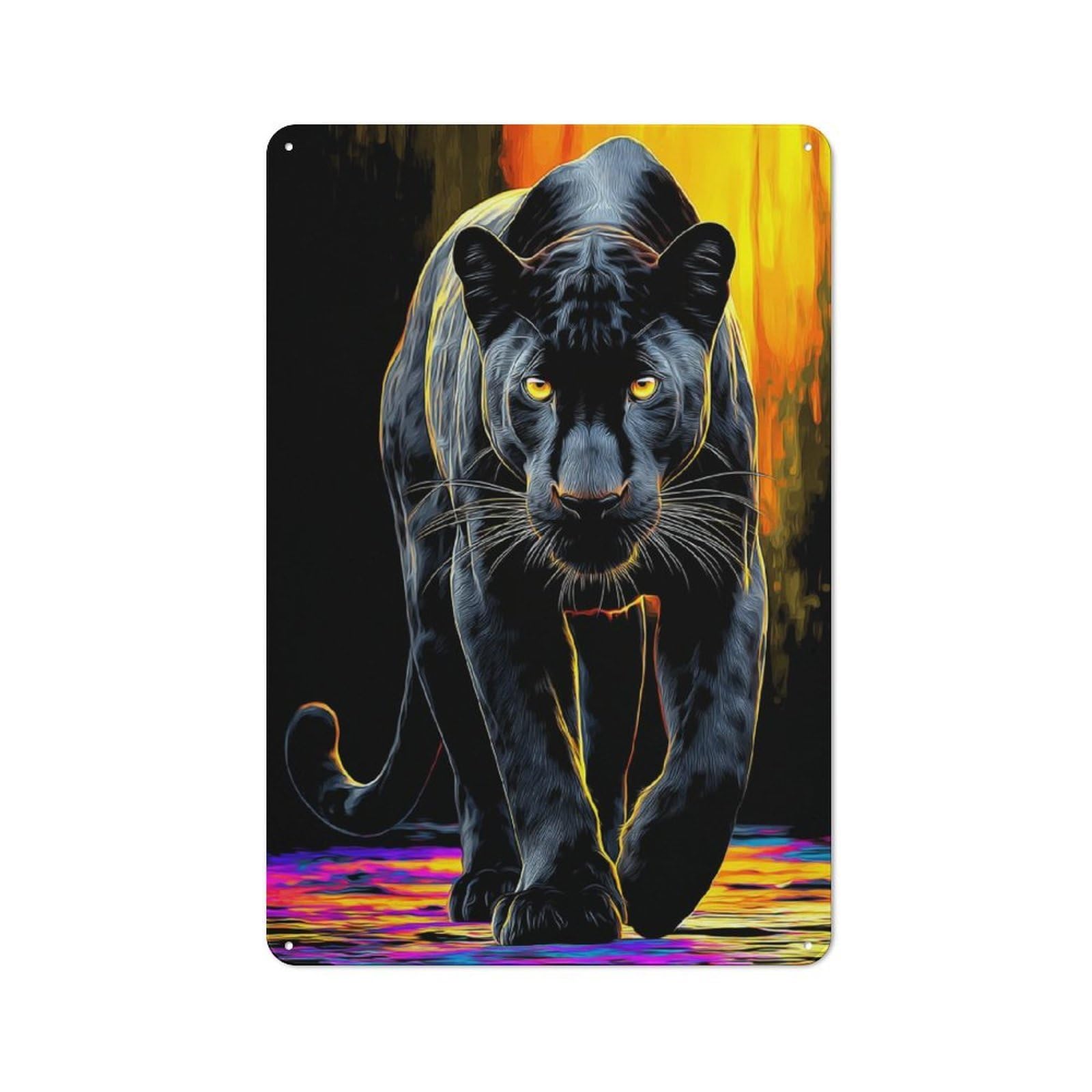 Junmoney Neon Panther Stroll -5 30X20cm Retro Metal Plaque With For Kitchen Or Home Bar, For Garage, Workshop And Man Cave Decoration