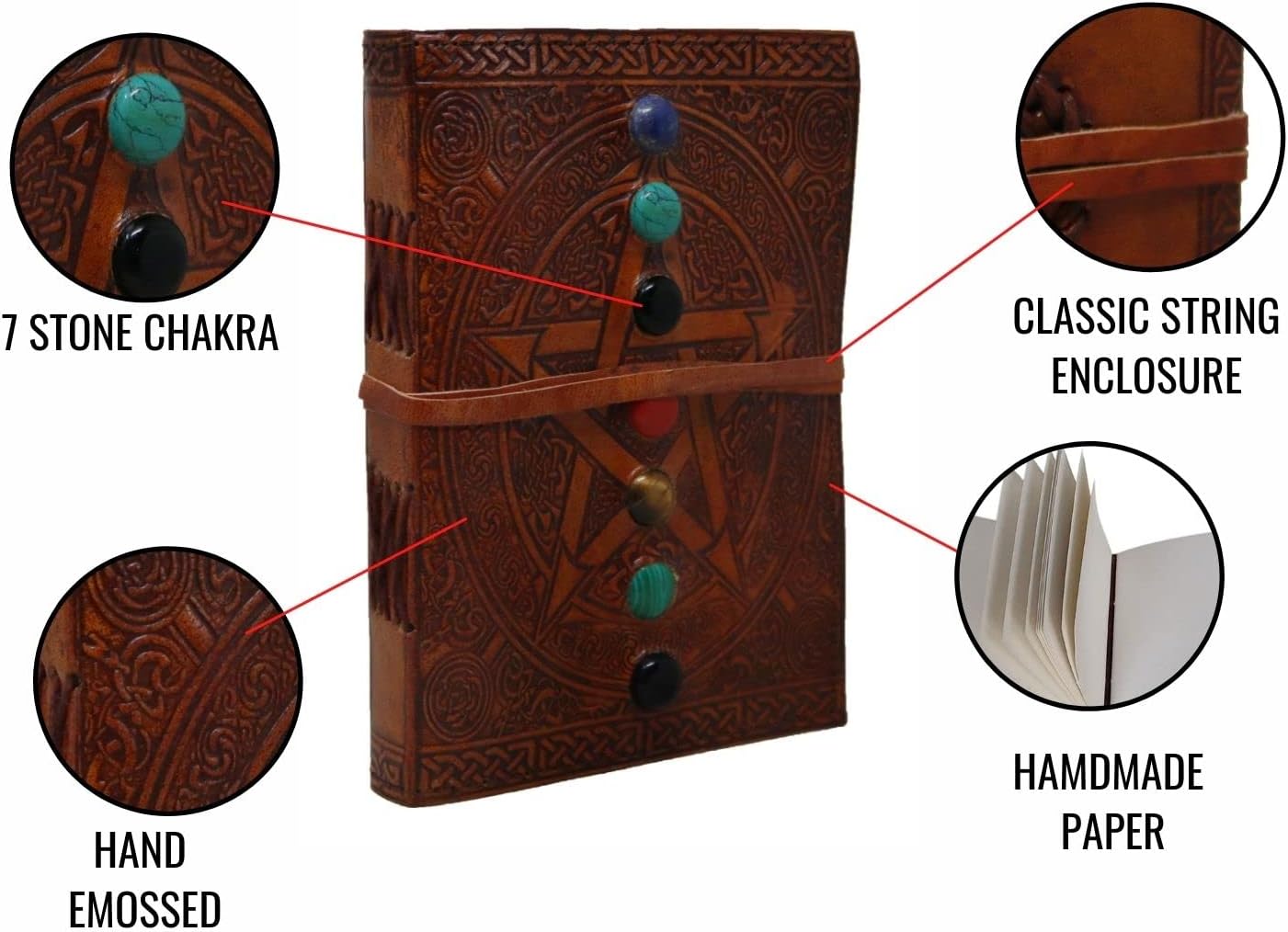 18 cm Star Stone 3D Emboss Leather Blank Book grimoire leather journal book of shadows spell book leather diary journal notebook sketchbook gift for artists