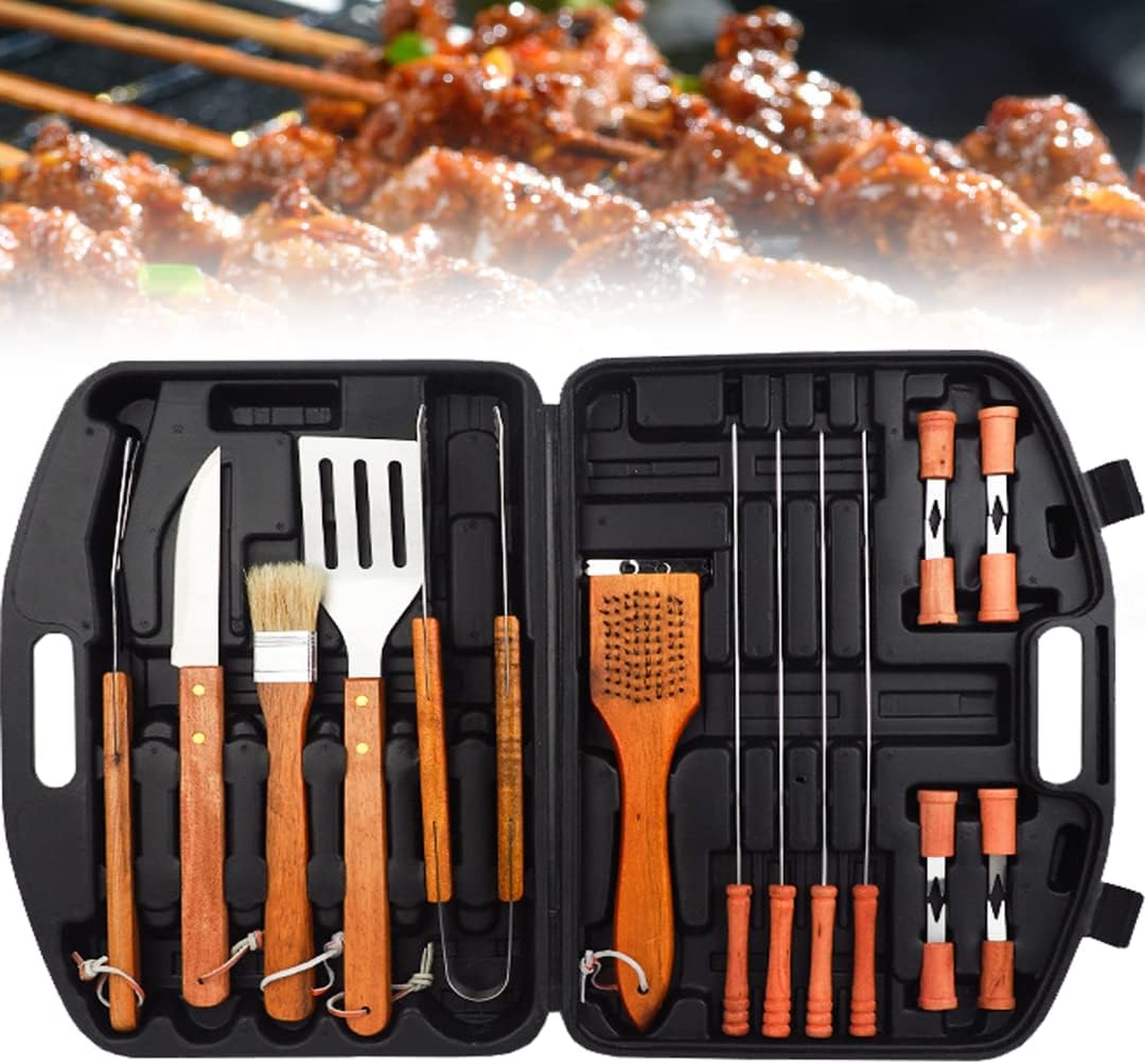 Griddle Accessories Set of 19 | All in One BBQ Tool Set | Premium Hard-Shell Case | Contains 19 Stainless Steel BBQ Grilling Tools | BBQ Tools Set for Men
